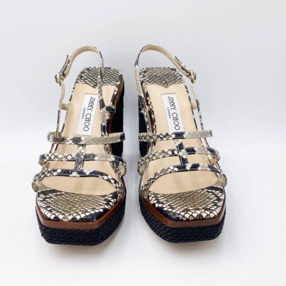 Jimmy Choo Black Ariela Snake Printed Platform - Picture 7 of 12